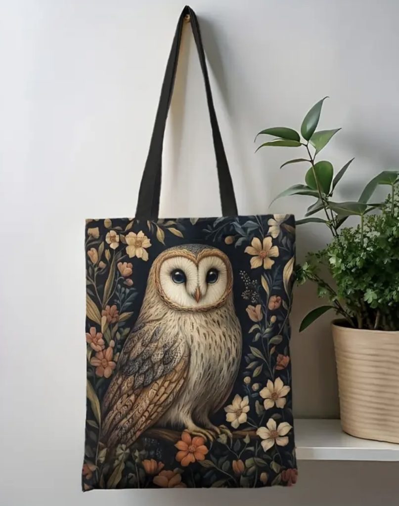 Owl tote bag - Floral design