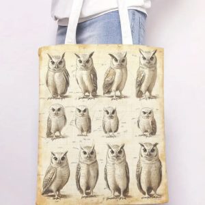 Owl tote bag - striking pencil design